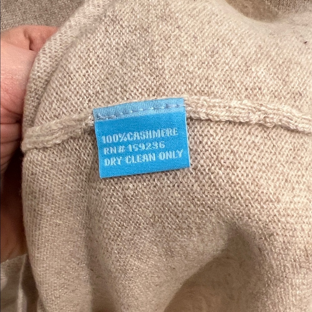 J. McLaughlin Tan Crewneck Sweater with Pink Trim - Picture 6 of 8
